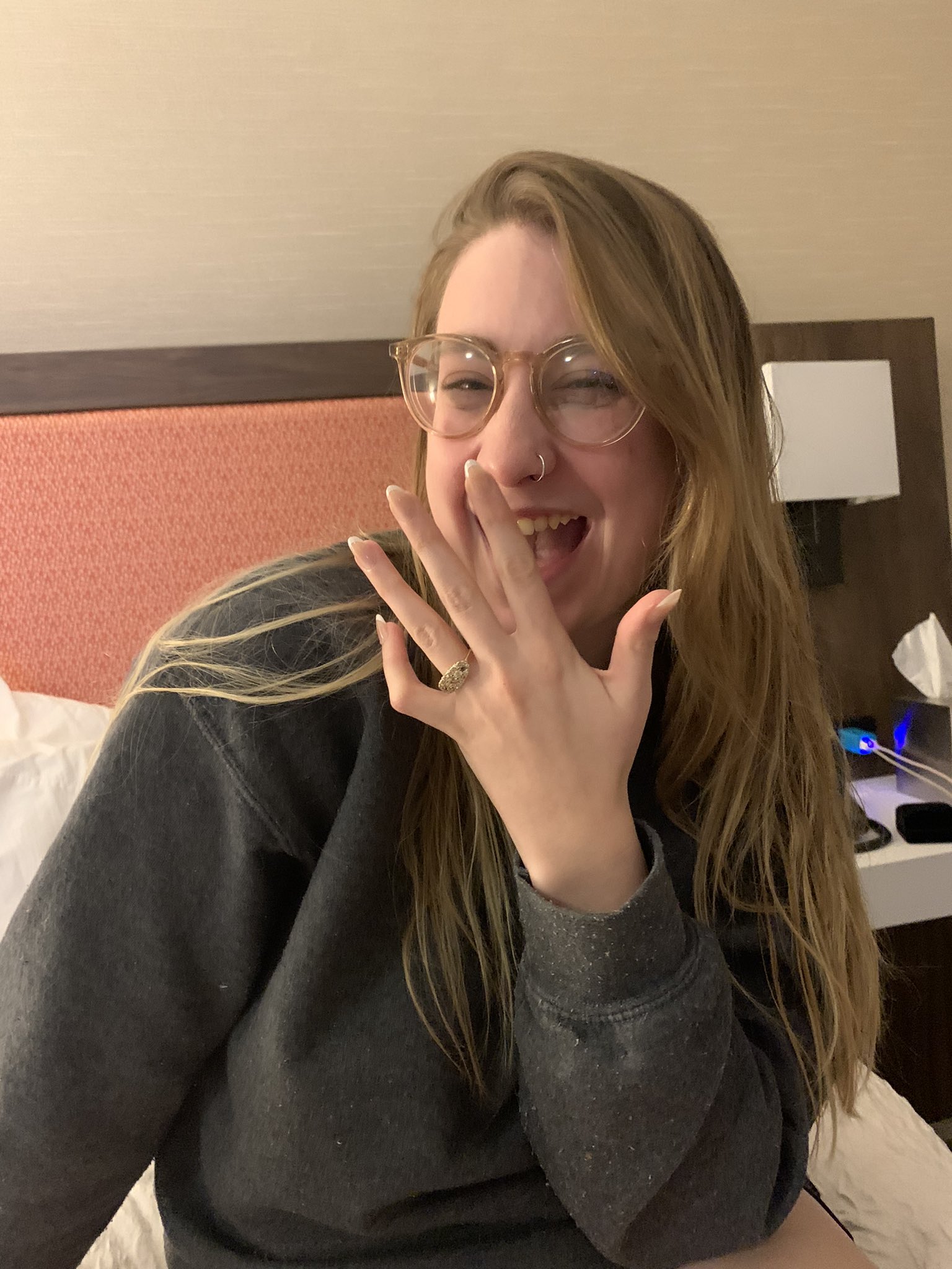 RaeBae showing off her ring